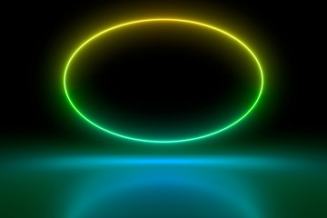 Colored luminous geometric shape on a black background.