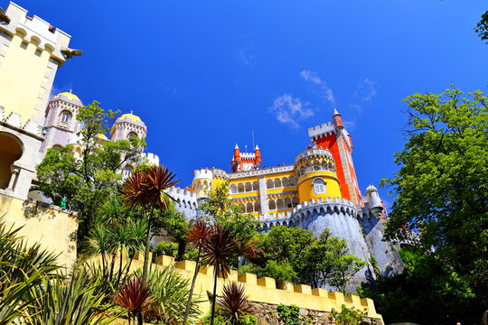 The Pena palace in Sintra, Portugal (Parque e Palacio Nacional da Pena), A UNESCO World Heritage Site.