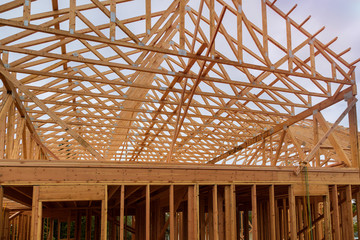 Wooden house roof residential construction home framing