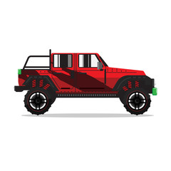 Offroad car,  vector illustration. Design modern. pickup truck