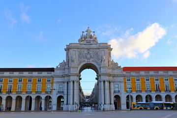Fototapeta na wymiar The Praca do Comercio (the famous Commerce Square) in Lisbon, Portugal