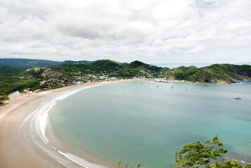San Juan del Sur, Nicaragua.- September 16th, 2019: Bay view of San Juan del Sur from top of hill.