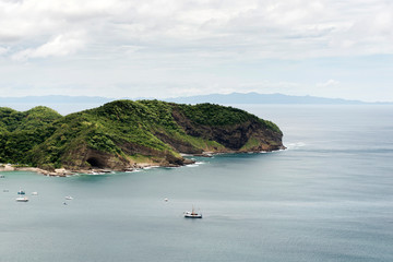 San Juan del Sur, Nicaragua.- September 16th, 2019: Bay view of San Juan del Sur from top of hill.