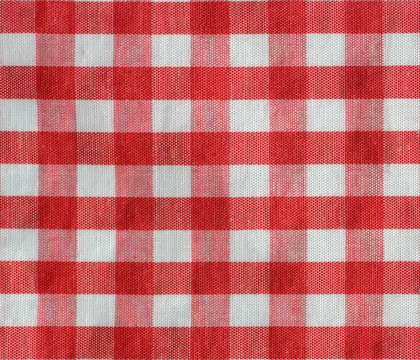 Mantel de tela a cuadros rojo y blanco para picnic. Tejido de dise&ntilde;o a cuadros.