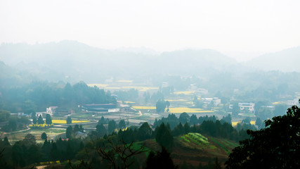 The fields and countryside after the wet rain