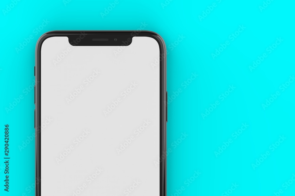 Poster mock-up smart phone empty screen close-up view