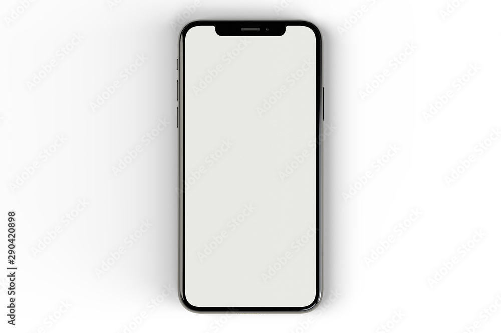 Poster mock-up smart phone empty screen on the white background