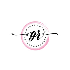 GR initial handwriting logo template. round logo in watercolor color with handwritten letters in the middle. Handwritten logos are used for, weddings, fashion, jewelry, boutiques and business