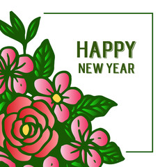 Ornate of green leafy flower frame for decoration greeting card happy new year. Vector
