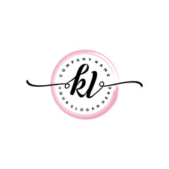 KL initial handwriting logo template. round logo in watercolor color with handwritten letters in the middle. Handwritten logos are used for, weddings, fashion, jewelry, boutiques and business