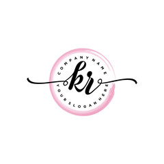 KR initial handwriting logo template. round logo in watercolor color with handwritten letters in the middle. Handwritten logos are used for, weddings, fashion, jewelry, boutiques and business
