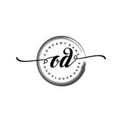 OD initial handwriting logo template. round logo in watercolor color with handwritten letters in the middle. Handwritten logos are used for, weddings, fashion, jewelry, boutiques and business