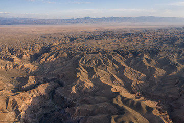 Fototapeta na wymiar Aerial view of the Charyn Canyon in Kazakhstan, Central Asia, at sunset