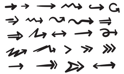 doodle arrow collection vector isolated on white background