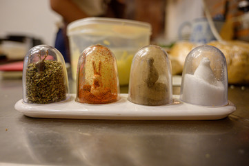 ingredient oregano pepper salt chilli in the nice animal package