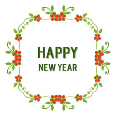 Motif of floral frame background with elegant text happy new year. Vector