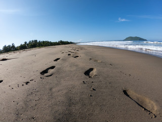 Foot prints in Playa Blanca, the famous Barra de Potosi in Mexico