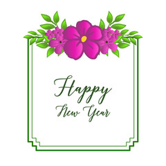 Celebration concept happy new year, with style of vintage purple flower frame. Vector