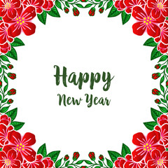 Vintage style red wreath frame for design elegant of card happy new year. Vector