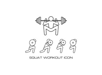Fototapeta premium Set of Squat Workout with Barbell Icon in Line Style. This Collection Consist of Five Vector Icon. Simple and Trendy Isolated on White Background. Suitable for Fitness and Gym Center Symbol or Sign.