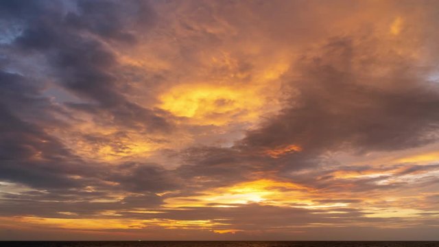 Time lapse video Scene of Colorful sunset with Moving clouds background in nature and travel concept.