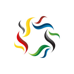colorful circle group of people togetherness unity logo design vector symbol Illustration