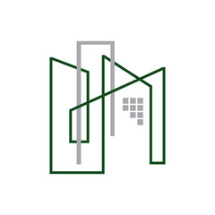 Modern Apartment building icon in flat line illustration