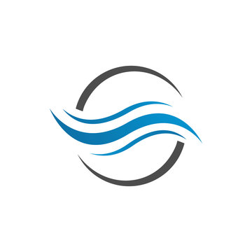 Modern Water Waves logo Design of blue ocean sign Vector icon Template
