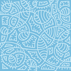 Abstract Doodle background. Hand drawn Chaotic blue lines. Vector illustration.