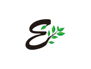 Nature letter E leaf icon logo design concept,