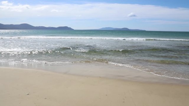 pristine deserted beach in Marion Bay along the coast of Tasmania, Australia