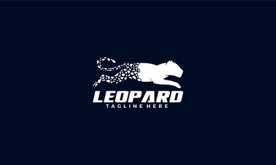 Leopard digital logo template with running movement symbol in flat design monogram illustration