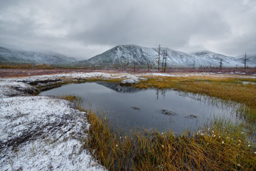 Obraz premium Lake in the mountains, Magadan region, Kolyma, Jack London lake