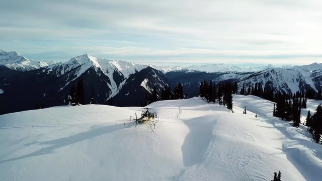 Helicopter landed on top of Heli ski run in BC, Canada