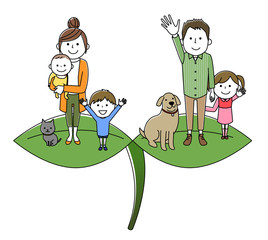 仲良しファミリー 二世代家族 若葉