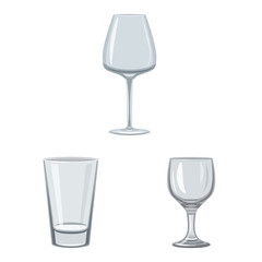 Vector illustration of dishes and container sign. Set of dishes and glassware stock symbol for web.