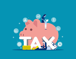 Fototapeta na wymiar Company analysis tax financial. Concept business finance vector illustration, Strategy data tax , Accounting, analyzing,