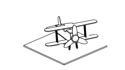 line art for coloring book airplane 