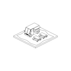 Food Truck Isometric Line Art Images