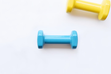 close up of dumbbell isolated on white background