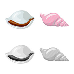 Isolated object of animal and decoration logo. Set of animal and ocean stock symbol for web.