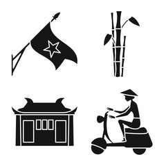 Vector design of vietnam and traditional symbol. Set of vietnam and exotic vector icon for stock.