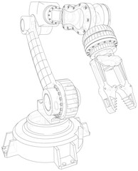 Robot hand. EPS10 format. Wire-frame Vector created of 3d.