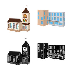 Vector design of facade and housing sign. Collection of facade and infrastructure stock symbol for web.
