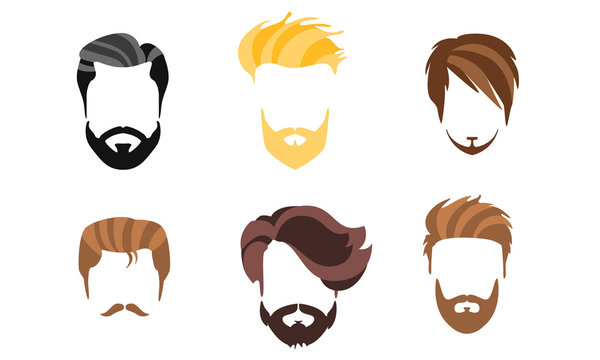 Different Male Hairstyles, Types of Haircuts, Hipster Man Style Vector Illustration