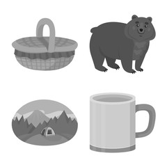 Isolated object of recreation and tourism sign. Set of recreation and wildlife stock symbol for web.