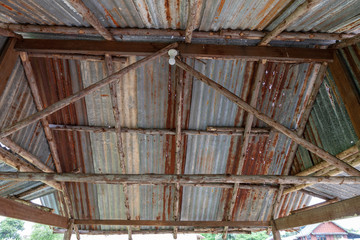 Fototapeta na wymiar Interior view of wooden roof structure. Roof structure.