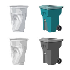 Vector design of refuse and junk sign. Set of refuse and waste stock symbol for web.