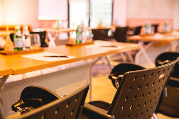 Meeting room tables and chairs in restaurant