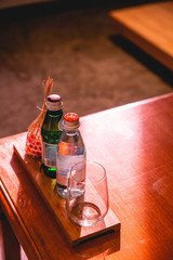 Meeting room glass of wine on table in restaurant